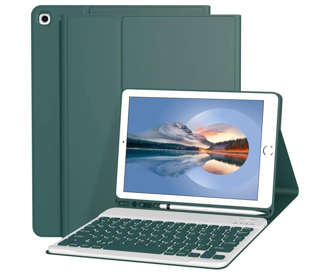 Keyboard Case for iPad 9th/8th/7th Generation 10.2 Inch [Magnetic Detachable Wireless Keyboard][Support 3 System] Flip Stand Case with Pencil Holder for iPad 10.2 2021/2020/2019, Dark Green