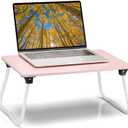 Ruxury Foldable Lap Desk Laptop Stand Bed Desk Table Tray, Breakfast Serving Tray, Portable & Lightweight Mini Table, Lap Tablet Desk for Sofa Couch Floor - Pink