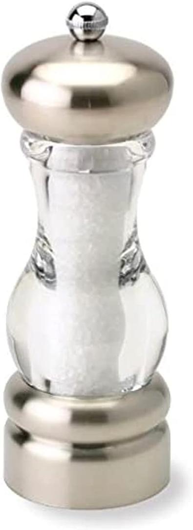Olde Thompson Del Norte - 7" Stainless Steel Salt Mill - Pre-filled with Sea Salt Crystals, Fully Adjustable Grinding Mechanism, Removable Top, Great for Cooking, Grilling, Meat, Poultry, Fish