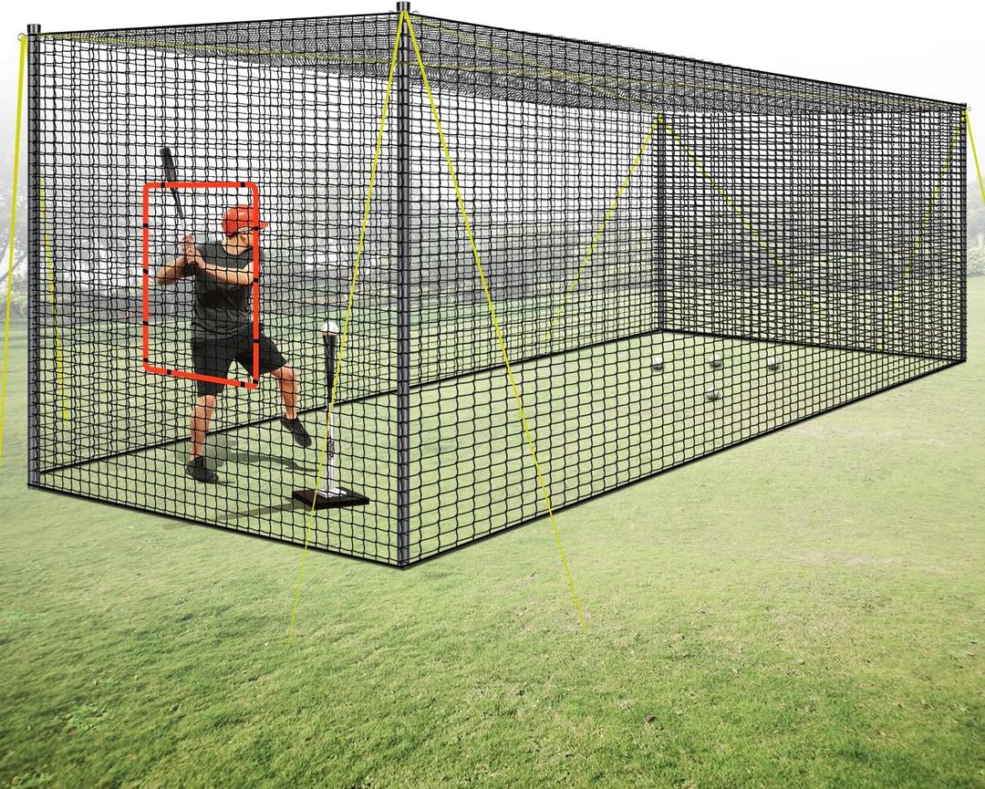 Portable Baseball & Softball Batting Cage,22FT x 12FT x 8FT Batting Cage Net With Pitching Machine Hole,Detachable Door,Target,And Guide Ropes,Easy Setup Batting Cages For Backyard,Park,Field