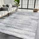 Washable Rugs 8x10 Area Rugs for Living Room,Rugs for Bedroom,Large Carpets,Ultra Soft Faux Wool Retro Dining Room Rug,Non Slip&Non-Shedding Low Pile Vintage Print Rug for Home Office-Grey Cream