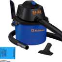 Koblenz WD-2L Portable Wet Dry Vacuum, 2-Gallon 2 PHP Suction Plus Blower Vacuum Cleaner for Liquids, Dust, Pet Hairs, 10' Reach, Ideal for Home, Car, Garage, Shop, Accessories Included, Blue/Black (2 Gallon 2 HP)