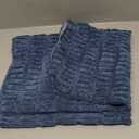 Fancy Homi 1 Pack Dusty Blue Decorative Throw Pillow Covers 22x22 Inch for Living Room Couch Bed Sofa, Rustic Farmhouse Boho Home Decor, Soft Plush Striped Corduroy Square Cushion Case 55x55 cm