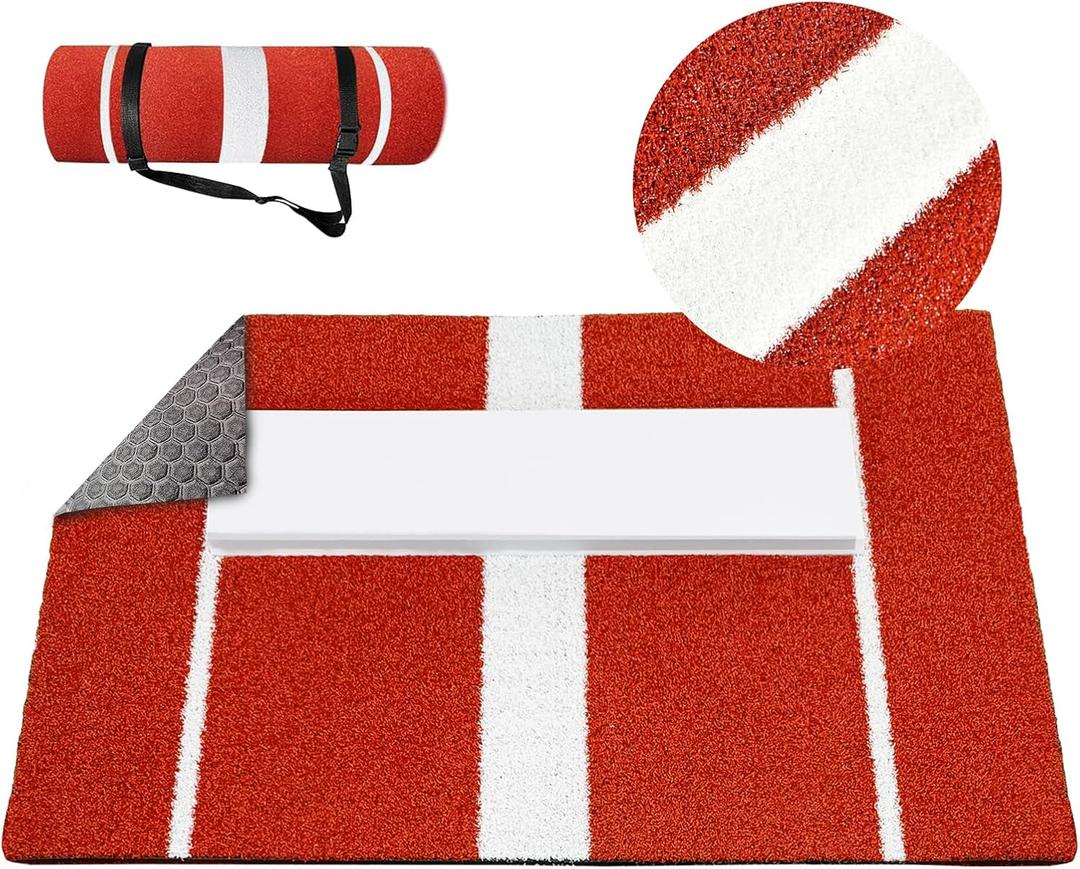 honeypet Softball Pitching Mat 2' X 3' Baseball Training Aid with Antifade Turf Softball Pitching Mound with Rubber for Softball Pitchers Indoor Outdoor Practice, Pack of 2