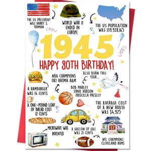 3 x Funny 80th Birthday Card, Happy 80th Birthday Gifts for Women Men, Unique 80 Year Old Birthday Decorations for Him Her, 1945 Birthday Card for Grandma Grandpa (BX159)