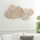 Deco 79 Wood Floral Home Wall Decor Intricately Carved Wall Sculpture, Wall Art 53" x 2" x 26", White