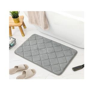 GIBZ Memory Foam Bath Mat Non Slip Absorbent Thick Bathroom Rug Carpet Machine Washable for Kitchen Floor Tub Shower Bath Room, Grey,