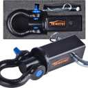 83710 Towever Shackle Hitch Receiver 2 inch, Hitch Shackle Heavy Duty with 3/4'' D Ring Shackle, d Ring Recovery Hitch Compatible with Trucks Jeeps