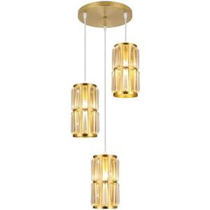 WILON Dining Room Light Fixture 3 Light Pendant Lighting, Gold Pendant Lights Crystal Chandelier, Modern Pendant Lights for Kitchen Island Adjustable Pendant Light Fixture for Dinning Room Bedroom