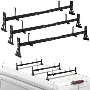 Van Ladder Roof Racks, 3 Bars Van Ladder Rack with Cargo Stoppers, Fit for Ford Transit 150, 250, 350, 2015-2022, Transit Connect, E-Transit, 800LBS Load Capacity