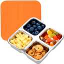 JUSTASHOW Stainless Steel Snack Containers with Lids, Lunchable Container 4 Compartment Snack Containers, Small Bento Lunch Box Divided Food Storage for Portion Control Meal Prep Reusable Snackle