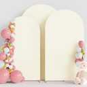 Wokceer Wedding Arch Cover (7.2FT, 6.6FT, 6FT) Set of 3 Spandex Fitted Wedding Arch Stand Covers for Round Top Chiara Arch Backdrop Stands Cover for Birthday Party Ceremony Banquet Decor Ivory