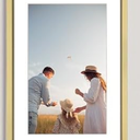 16x13 Picture Frame Set of 2, Brass Metal Photo Frames with HD Glass