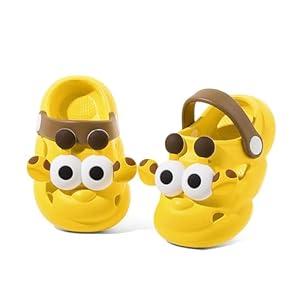 Ivarstead Baby Sandals 12-18 Months Infant Boys Flexible Soft Sole Non Slip Wide First Walking Shoes Casual Breathable Lightweight Slides Sandals For Baby 1 year Outdoor Indoor House(Yellow 130) 5T