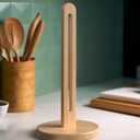 KitchLife Wooden Paper Towel Holder Countertop, Fits Jumbo Roll - Solid Beechwood Paper Towel Dispenser Stand with Anti-Skid Base, Pack of 1