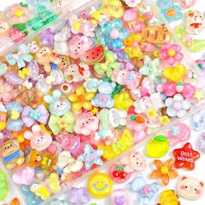 100Pcs Mixed Colors Slime Charms Assorted Cute Jelly Embellishments Bulk, Random Kawaii Accessories, Flatback Ornament Resin Charms for Phone Junk Cases,Hairpins Scrapbooking Crafting & DIY Decoration