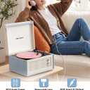 Vintage Standing Blue Vinyl Record Player with Detachable Legs, Built-in 4 Speakers, USB to PC Encoding, 33/45/78 RPM LP Player Bluetooth Retro Turntables Support Headphone Jack, RCA Out, AUX in