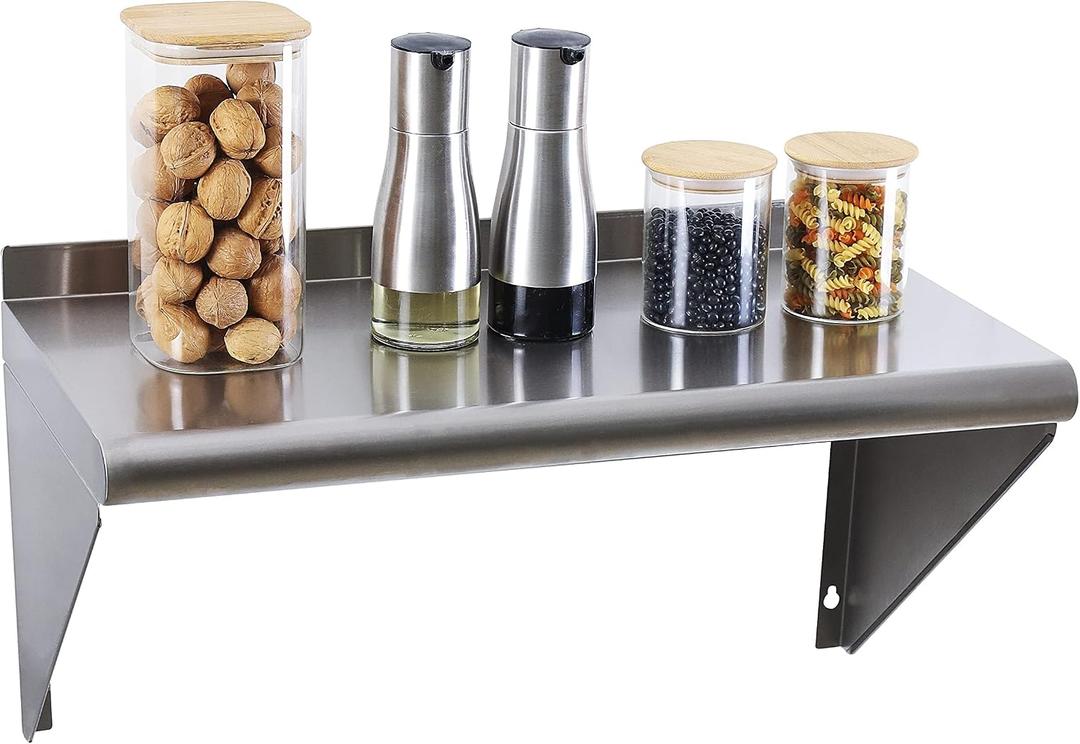 Stainless Steel Shelf 12"x24", Wall Mounted Metal Kitchen Shelf
Commercial Stainless Steel Wall Shelves, 260LB Heavy Duty Storage Floating Shelving for Restaurant, Garage, Laundry Room, Bar