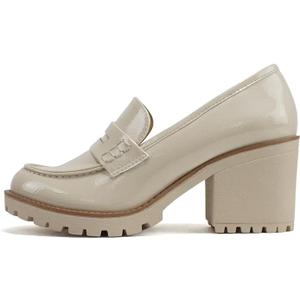 Soda “Kinder” ~ Women Slip On Chunky Mid Heel Lug Sole Penny Loafer Shoe, Size  7