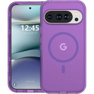ANNSD for Google Pixel 9 Pro XL Case,Magnetic Matte Shockproof Cover,Translucent Full Body Protective Multilayer 3 in 1 Anti Drop Anti Scratch for Women Men(Purple)