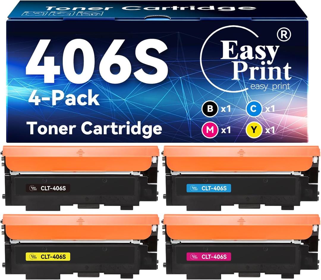 easyprint Compatible Toner Cartridge Replacement for 406S CLT-406S Used for CLP-365W CLP-367W CLX-3305FW CLX-3307FW CLX-3306W CLX-3306FN CLX-3306FW, (4-Pack, Black, Cyan, Magenta, Yellow)