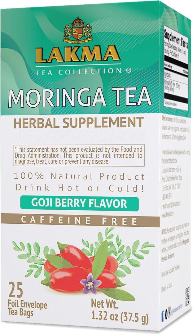 Lakma Moringa Oleifera Tea with Goji Berry - 25 Tea Bags (EXP 02/01/29)