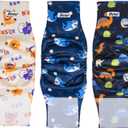 Dono Reusable Belly Bands for Male Dogs, 3 Pack Washable Dog Diapers Male, High Absorbency Male Dog Wraps, Leakproof Doggie Diaper for Puppy Doggy, Shark Dinosaur Monster, Large (Large (14''-18''))