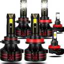 Fit for Toyota Camry 2007-2018 Driving Light Bulbs Combo, 6500K White 800% Enhanced Visibility With 12000RPM Turbo Fan, Direct Installation, 6-Pack Lighting Bundle