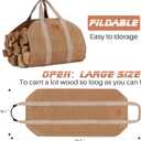 Firewood Log Carrier, Firewood Waxed Canvas Tote Bag with Handles, Heavy Duty Firewood Holder Fireplace Wood Stove Accessories for Camping,BBQ Indoor & Outdoor