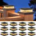 Post Cap Lights 12pack, 4x4 Deck Fence Post Solar Lights Outdoor with Warm White Lighting,Black Waterproof Solar Post Lights for Vinyl/Wood Posts to Decorate Fence, Deck,Garden, Patio