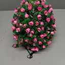 Solar Lighted Topiary Flower Ball Led Hanging Ball Lamp Pink Artificial Topiary Decor for Outdoor Garden Wedding Lawn 16.73 Inch