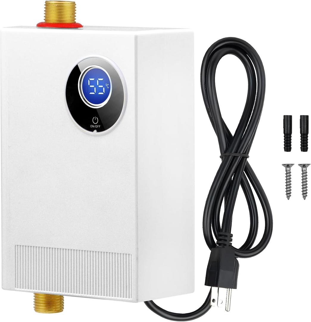 Tankless Water Heater Electric 110V, 3000W Under Sink Instant On Demand Hot Water Heater, Portable Mini Water Heaters with Digital Display for Kitchen Bathroom RV