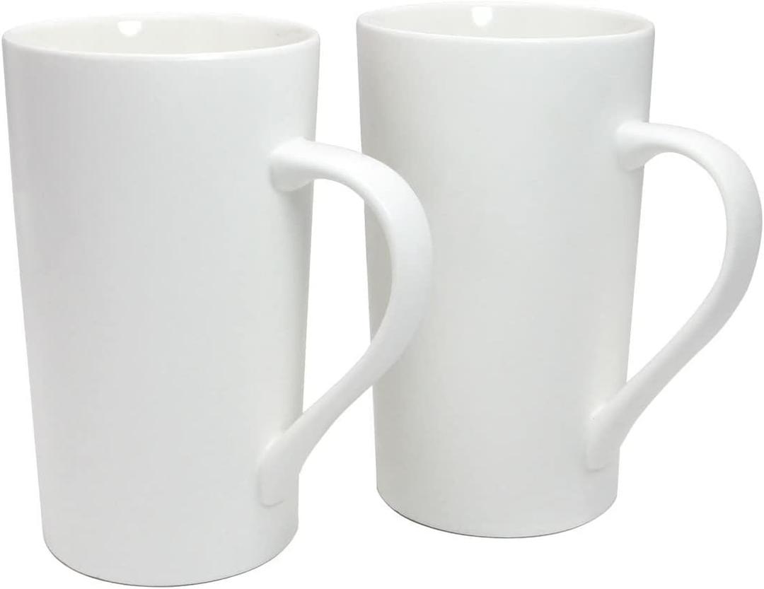 20oz Ceramic Coffee Mugs Set of 2, Large White Coffee Cups with Handle, Microwave and Dishwasher Safe, 20 Ounce Stoneware Tea Mugs for Home and Office, Gift for Coffee Lovers