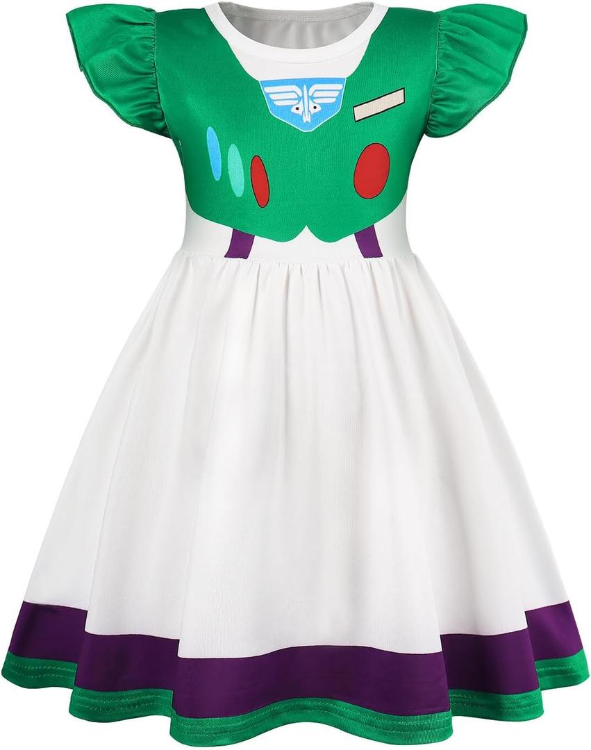 Eledobby Cowgirl Costume Girls Toddler Princess Dress Up Halloween Cosplay Outfits Christmas Birthday Gift (3-4T, Buzz Dress A03380)