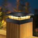 Peasur 4x4in Solar Post Cap Lights Outdoor with 3 Modes, LED Post Light Solar Powered Waterproof, Wood/Vinyl Fence Posts Lights for Deck Railing Mailbox (1 packs, Black)