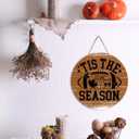 2 x Fall Football Vintage Wooden Hanging Sign Tis The Season Autumn Thanksgiving Wall Door Decor Fall Decorations for Home Office Classroom Party Living Room Porch Indoor Outdoor
