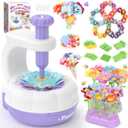 GirlsHome 300+PCS Fabric Flower Bouquets Toys, DIY Flower Making Kit for Kids, Reusable Arts and Crafts for Kids, 2 Gameplays STEM Educational Preschool Toy, Birthday Gifts for 3 4 5 6 7 8+ Years Old (White Purple)