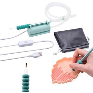 Zellina Electric Diamond Painting Pen, Vacuum Diamond Art Pens Tools and Accessaries Kit with Silicone Base, Storage Tray, No Wax Needed, Long-Lasting and Stable (Green)