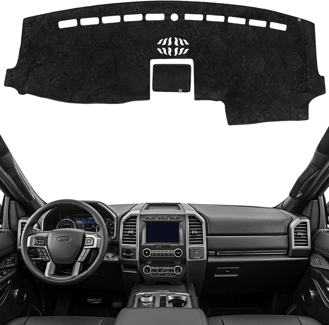 Dashboard Cover Dash Mat Fit for 2020-2015 Fo-rd F-150,2020-2018 Expedition (for W/Dash Center Speaker Models Only),Car Dash Board Mat Anti-Glare Carpet,Non-Slip Pad (Flannel)