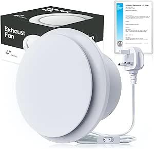 Bathroom Fan 150 mm Strong Ventilation Toilet Fan 310 m³/h Bathroom Fan with 1 m Power Cord Silent Bathroom Fan for Kitchen, Toilet, Garage and Attics