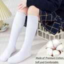 Girls Knee High Socks Seamless Boys School Uniform Socks Kids Soccer Socks Cotton Long Socks 3/5 Pack (White)