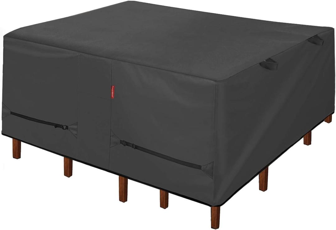 Porch Shield Patio Table Cover - Waterproof Outdoor Dining Table and Chairs Furniture Set Cover Square - 84 x 84 inch, Black
