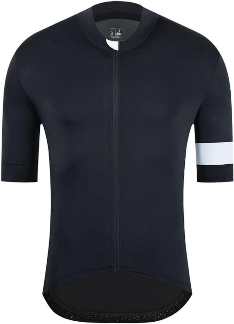 YKYWBIKE Cycling Jersey Men Aero Race Fit, Road Bike Jersey Short Sleeved Moisture Wicking, Breathable,Zip Pocket,UPF50 (Small, Black)