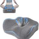 SOOPII Seat Cushion for Office Desk Chair, Memory Foam,Sciatica and Tailbone Pain Relief Cushion, Coccyx Cushion for Wheelchair, Desk Chairs, Cars, Large (Grey)