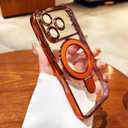 Magnetic Ring for iPhone 17 Pro Max Case Kickstand,[Compatible with Magsafe][Built-in Camera Lens Protector] Shockproof Phone Case for iPhone 17 Pro Max 6.9" - Orange