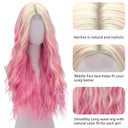 WECAN Pink and Blonde Wig-Long Pink Blonde Wigs For Women Synthetic Wig Heat Resistant Fiber Wigs for Daily Party Use