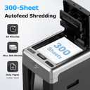 BONSEN 300-Sheet Auto Feed Micro-Cut 2-in-1 Paper Shredder for Office, 60-Mins Heavy Duty Shredder, P-4 High Security, 58dB Super Quiet, 8.1-Gal Pullout Bin, Casters, Black&Sliver (New Version)