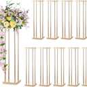 Sziqiqi Wedding Table Flower Centerpiece Decoration - Tabletop Metal Flowers Floor Stand Living Room 31.5inch Tall Vases Decor Geometric Rectangular Tables Centerpieces for Birthday Party Reception (Gold)