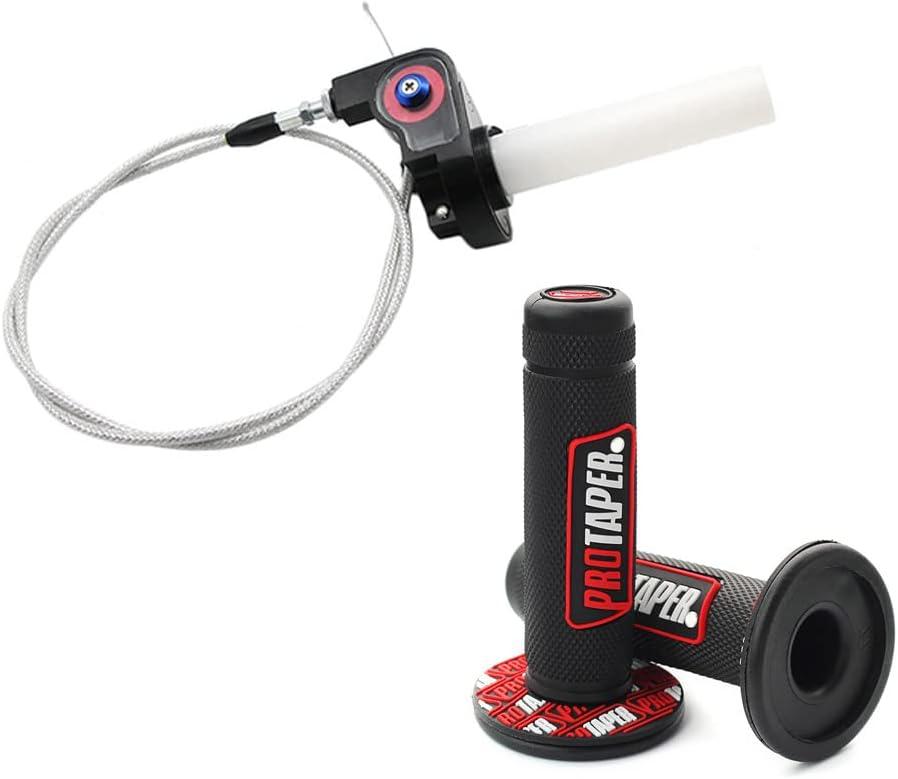 0769FUWU Linekong 7/8" 22mm Twist Throttle Grips Cable for CRF KLX TTR 110 125 150 200 250 cc Dirt Pit Bike (Red