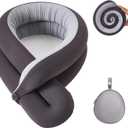 KPNEOL Travel Pillow, Neck Pillow Ergonomic Memory Foam Pillow for Airplane, Adjustable & Ultra-Lightweight with Dual-Sided Fabric for Flight, Car, and Office Use, Grey